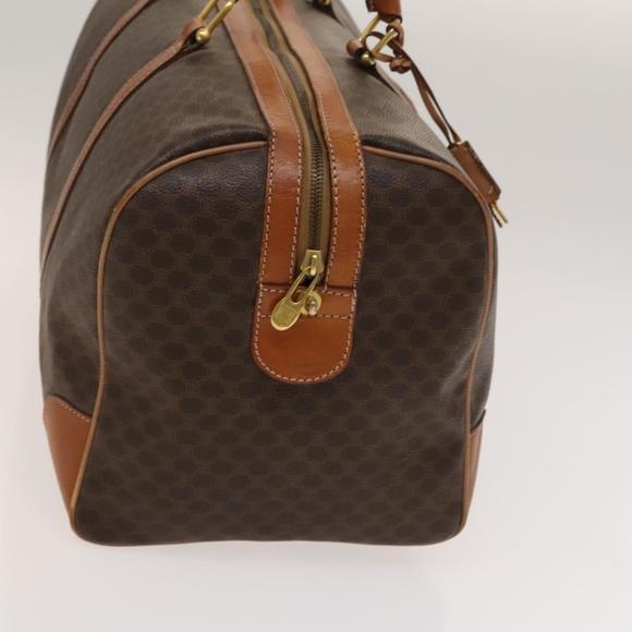 CELINE Macadam Canvas Boston Bag PVC Leather Brown Gold Auth 136921 - Picture 4 of 16